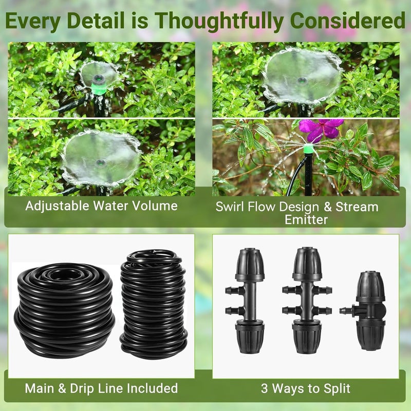 Gobelief Drip Irrigation Kit for Garden, Raised Beds, Lawn - Adjustable Watering System with Drip Emitters, 5/16" & 1/4" Tubing, Barbed Fittings - Image 4